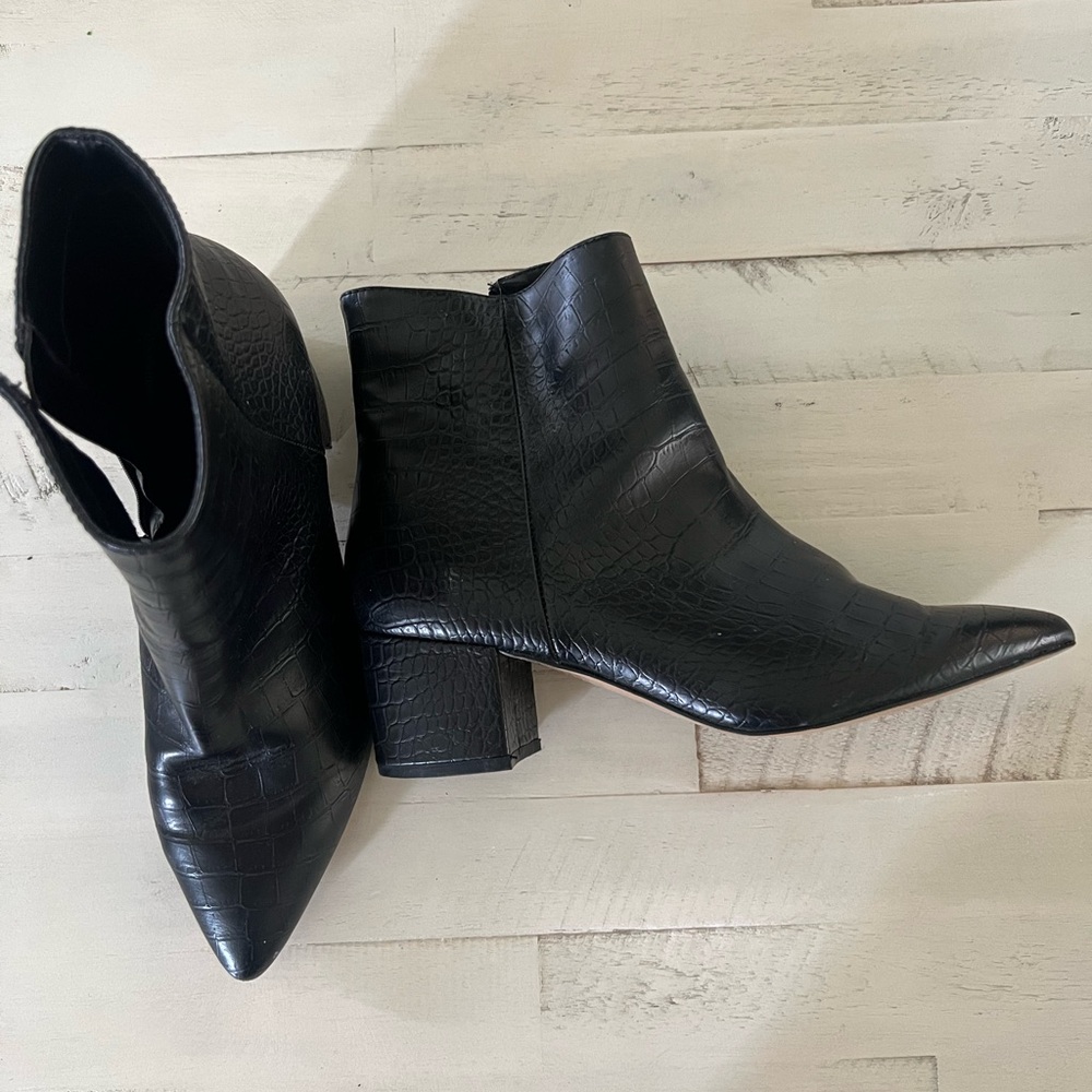 Express Alligator Pointed Toe Booties - image 3